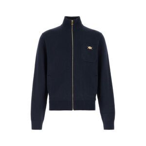 Versace Men Dark Blue Cotton Blend Cardigan